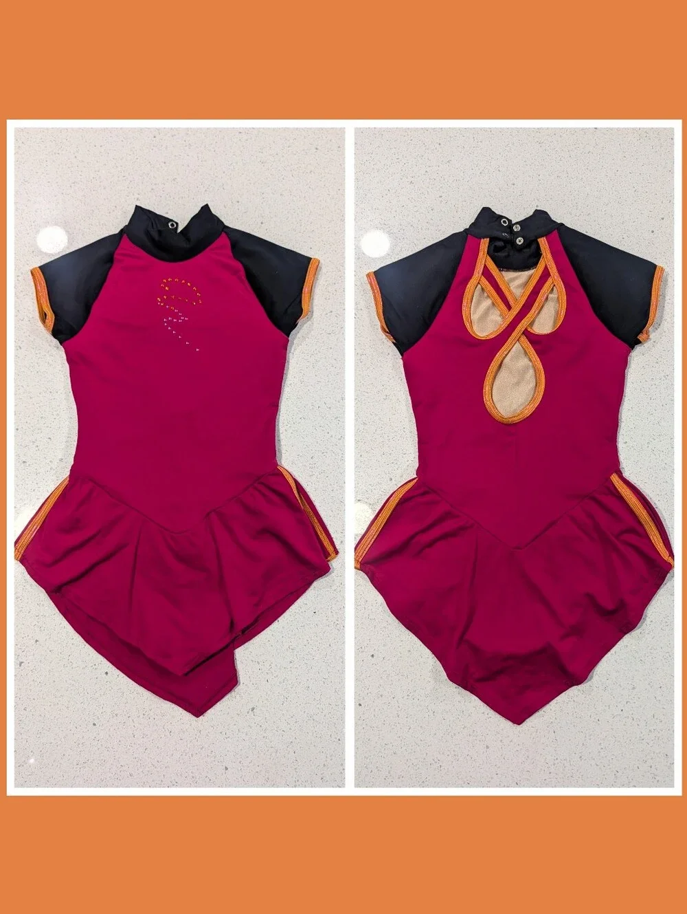 GK Elite Ice Figure Skating Baton Twirling Dance Skirted Dress Leotard CL Large